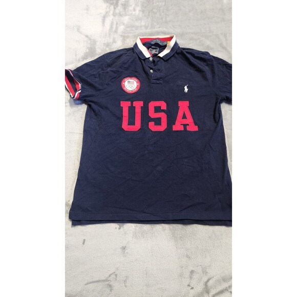 POLO Ralph Lauren USA Olympic Team Custom Slim Fit Blue Shirt Men’s Size M - Picture 2 of 8